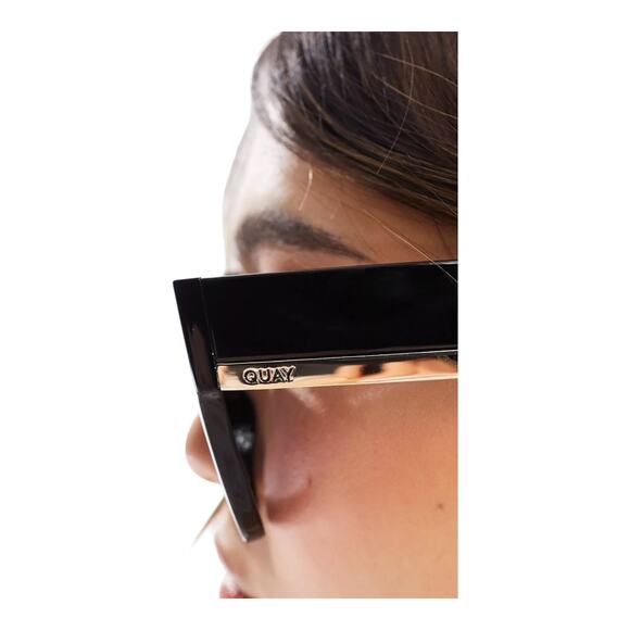 NEW Quay Australia By The Way Women\'s SUNGLASSES Black Gold Oversized Square main image 6